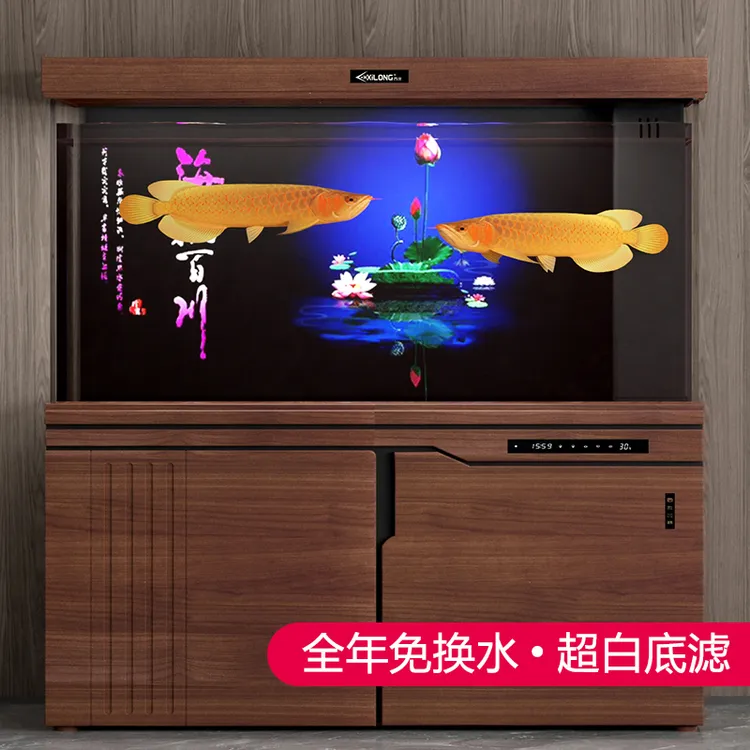 鱼缸水族箱大型客厅落地家用免换水底下过滤超白玻璃隔断屏风鱼缸