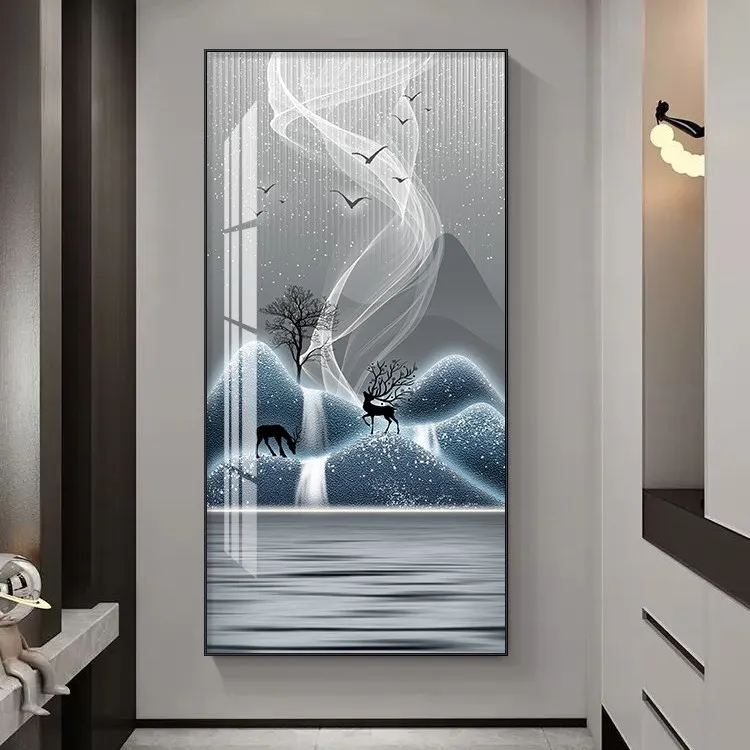 腾景空间【空间延伸】走廊过道入户玄关画晶瓷镶钻挂画定制风格展示