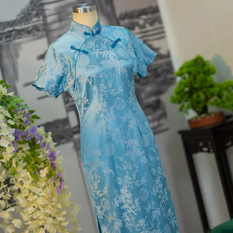 【徐永良】SZ24SS05古法中国风旗袍提花桑蚕丝气质优雅复古修身日常