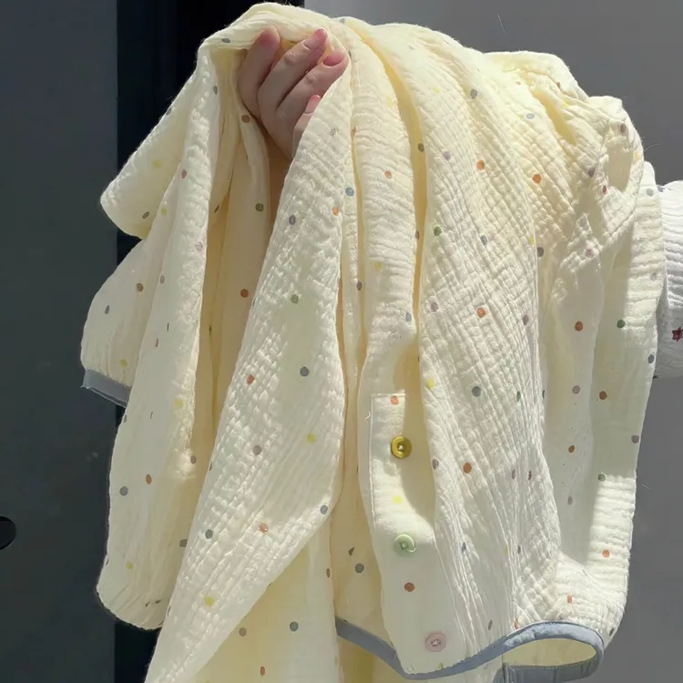 甜美少女简约撞色波点印花长袖长裤睡衣女春秋宽松可外穿家居服