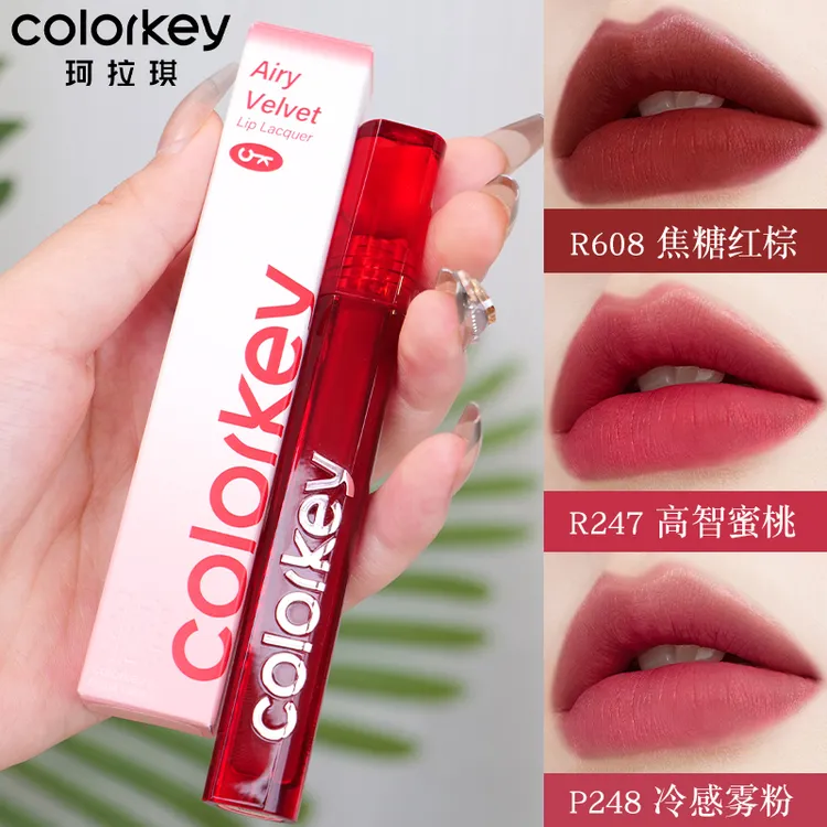 【3.0升级】colorkey珂拉琪空气丝绒唇釉哑光雾面口红r608学生款女