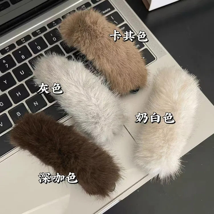 女卡通风千金风发夹刘海夹可爱发饰毛茸茸顶夹夹子咖色头饰