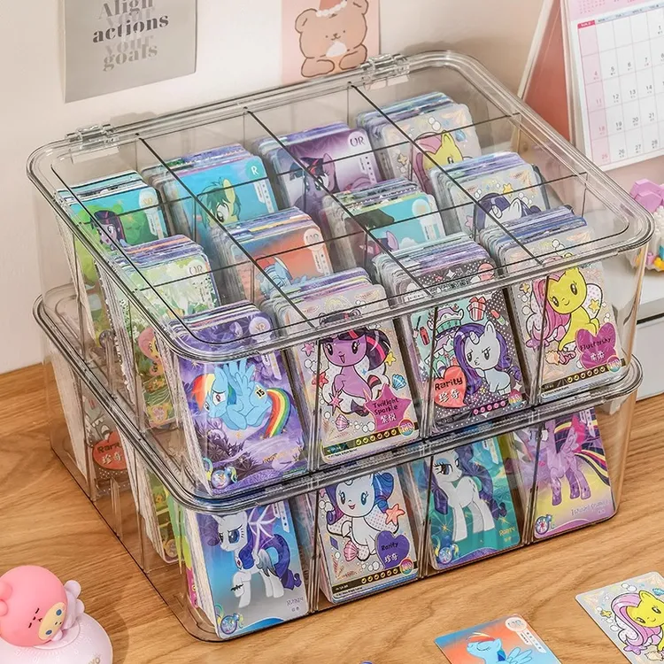 小马宝莉卡位盒亚克力黑背卡片收纳分卡大容量透明展示盒子小卡盒