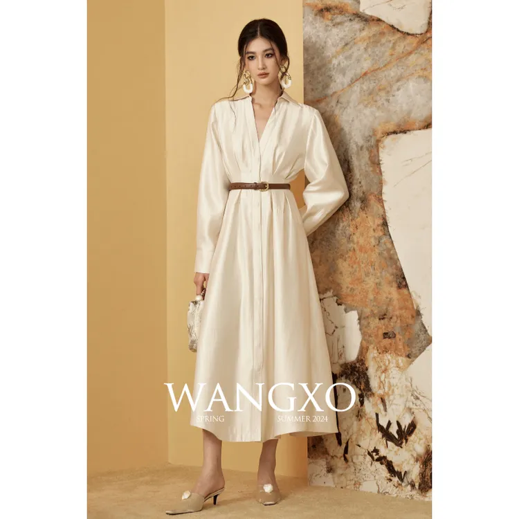 WANGXO重工高级感气质通勤高腰连衣裙240500S-1