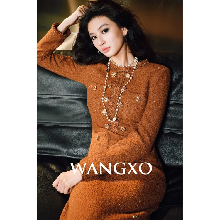 WANGXO 法式浪漫修身轻奢复古连衣裙 2431170W