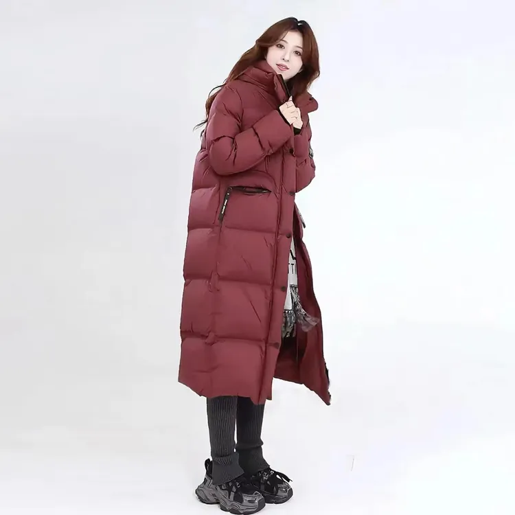 【安娜专属】新国标冬季加厚长款连帽保暖过膝防风休闲羽绒服 25011