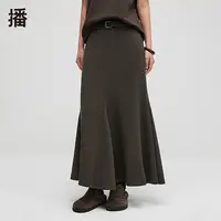 播鱼尾捏褶下摆半身裙BDR3BD1822