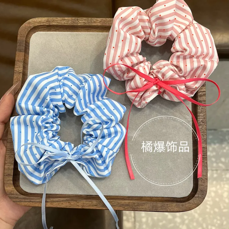 FEARLESS 韩式甜甜圈发圈少女条纹波点纯棉大肠发圈头饰发绳女