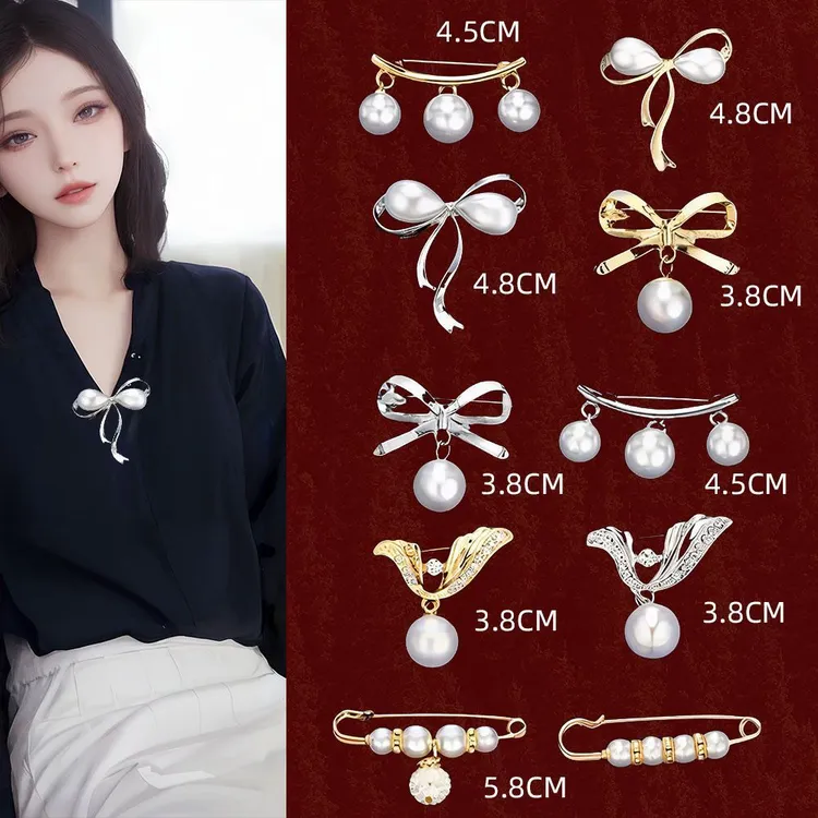 合金仿珍珠胸针 防走光胸针女领口缩小神器收腰别针固定衣服领针