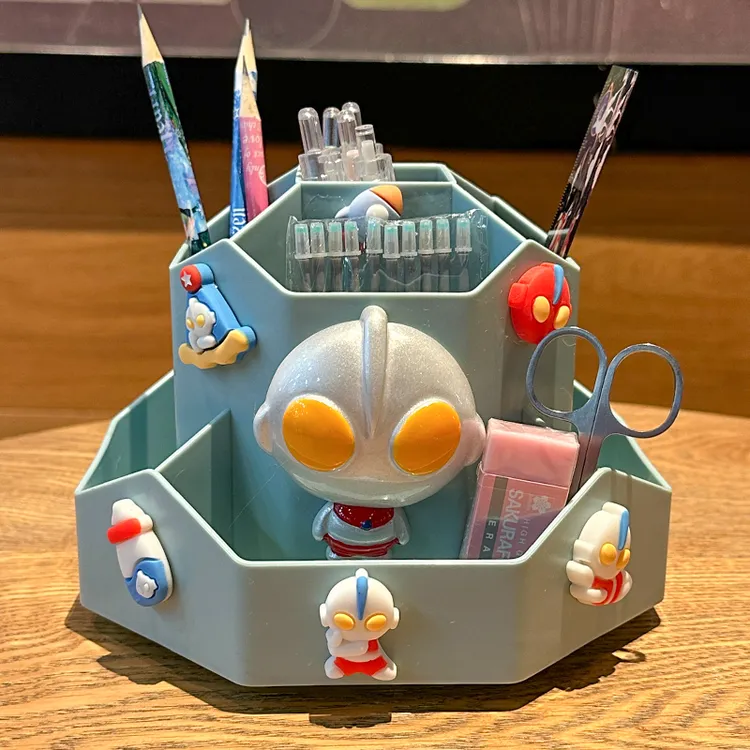奥特曼360度大容量旋转笔筒学生桌面收纳盒儿童男女孩书桌收纳筒