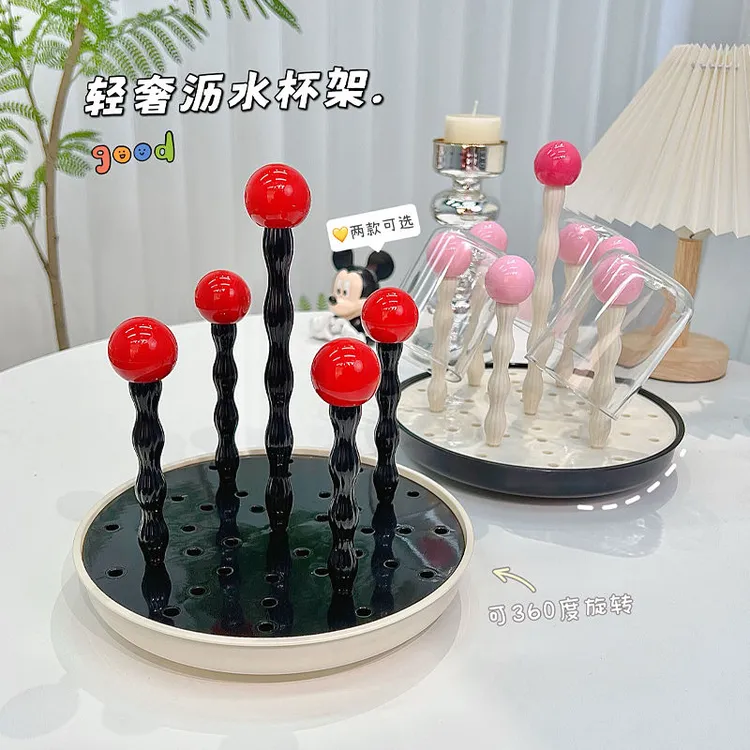 ins沥水收纳架水杯套装倒挂架玻璃杯架置物架杯架创意透明果汁杯
