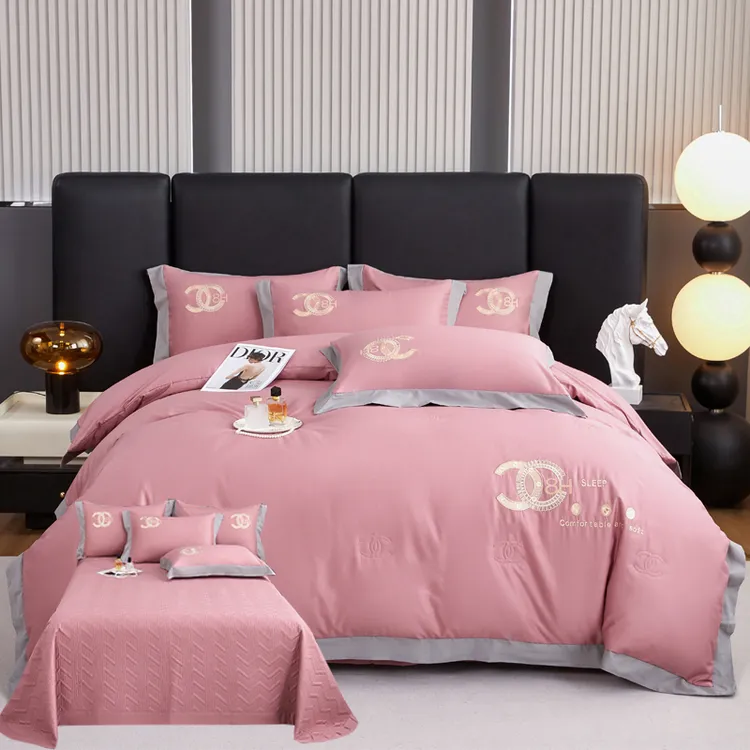 轻奢高级感全棉纯棉床盖款四件套四季通用加厚夹棉空调被夏凉被