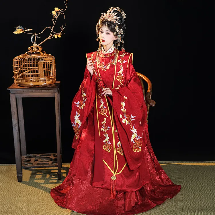 明制汉服【中式嫁衣】婚服大襟重工马面裙凤冠霞帔腰带古典古风国风