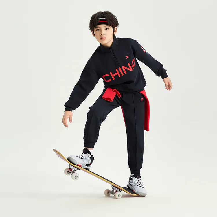 特步儿童塑型科技运动舒适保暖中大童针织套装6763256A9057