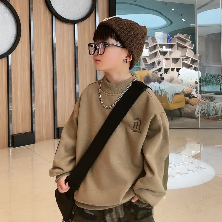 【加绒】亲子装——3-16岁儿童青少年加绒保暖运动卫衣中大童圆领刺绣