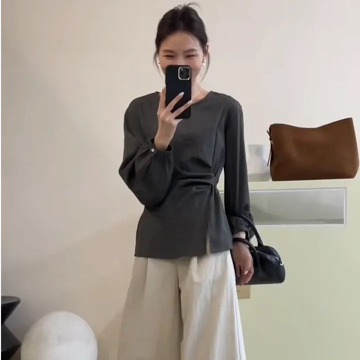 春秋韩系套装气质时尚设计显瘦小众长袖上衣宽松裤子洋气休闲装