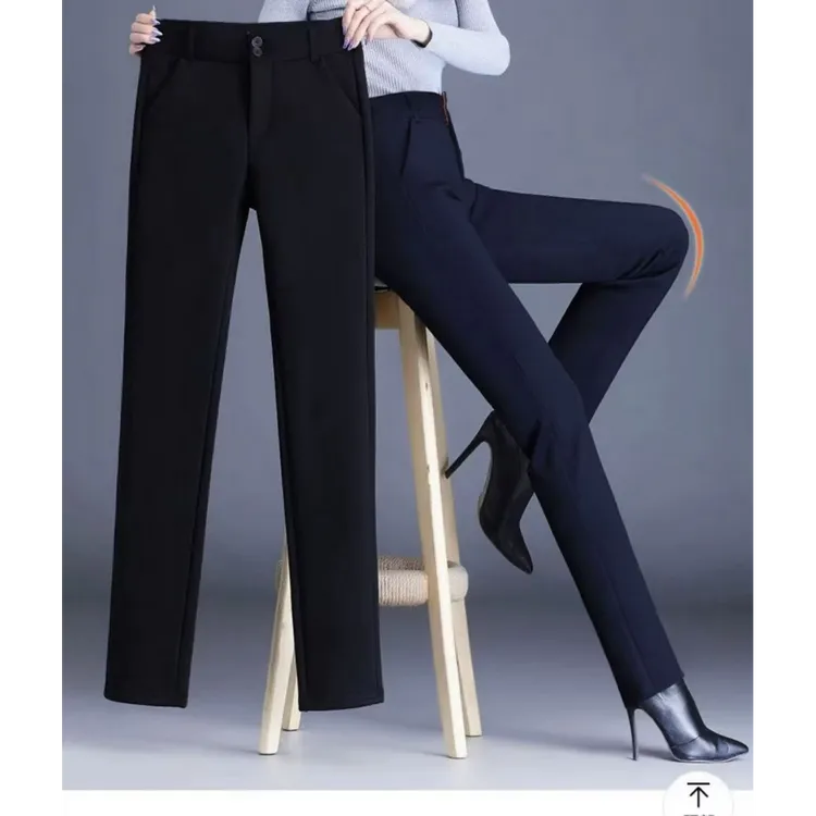 加绒保暖久穿不变形的西装裤子显瘦高腰职业弹力