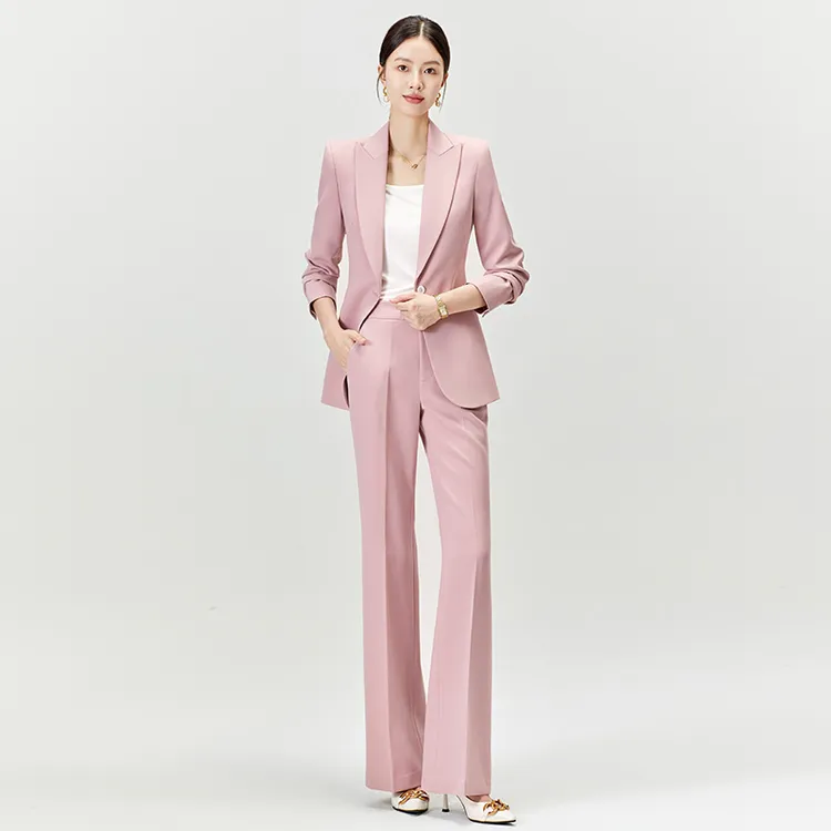 【时尚轻奢】粉色西服套装女2025春秋新款高端气质洋气职业名媛西服