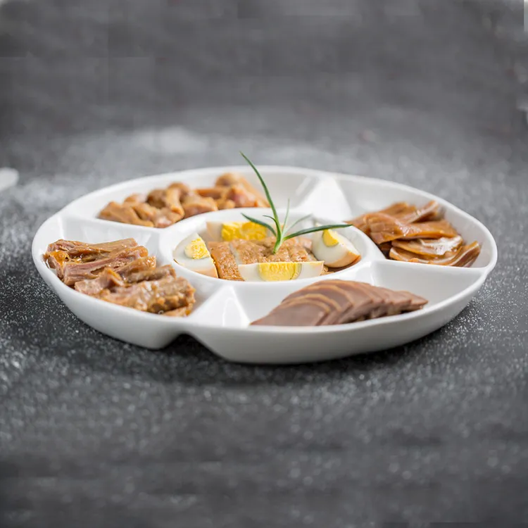 卤水拼盘凉菜盘饭店专用盘子分格盘多格五格盘陶瓷酒店餐盘配菜盘