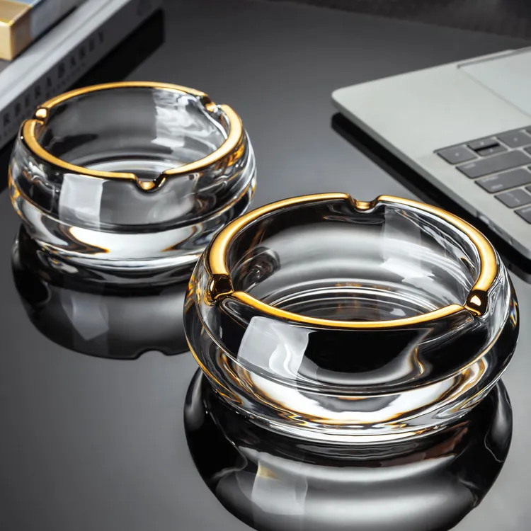 轻奢水晶玻璃烟灰缸创意个性大号烟碟家用客厅办公室雪茄烟缸