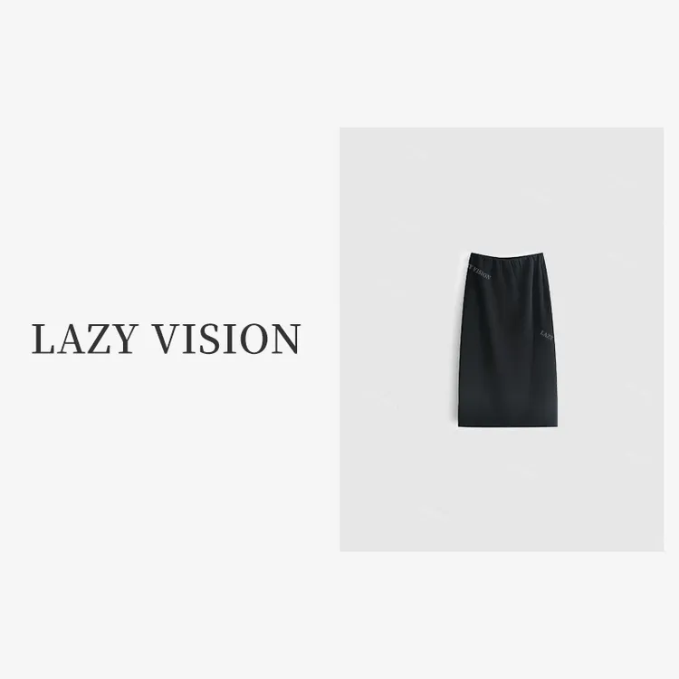 LAZYVISION【旧时光】进口三醋酸百搭纯色女士半身裙ZMD-12586