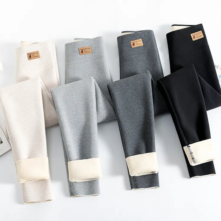 女童冬季加绒加厚打底裤可外穿螺纹棉一体绒高腰弹力保暖大童裤子