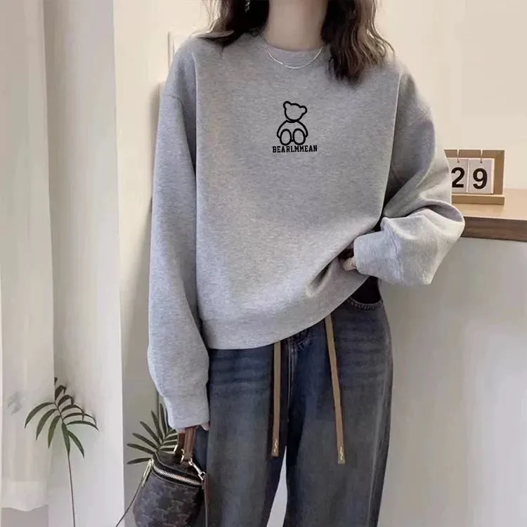 新款秋冬季爆款圆领套头卫衣女宽松休闲纯棉显瘦打底衫上衣外套潮