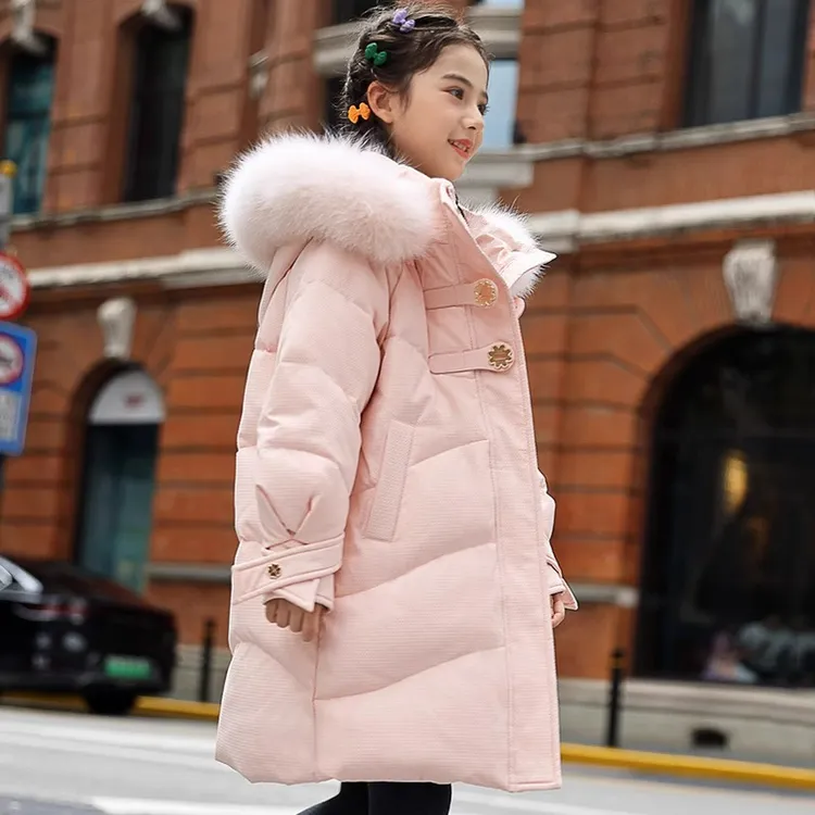 儿童羽绒服女童中长款2024新款洋气中大童加厚羽绒服女孩冬装反季