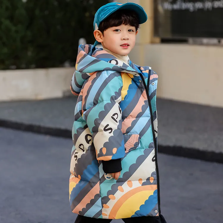 男童羽绒服中长款加厚2025新款冬季儿童男宝宝男款过膝中小童外套