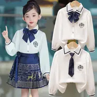 春秋长袖衬衫女童2024新款春款儿童纯棉白色女孩打底衫学院风上衣