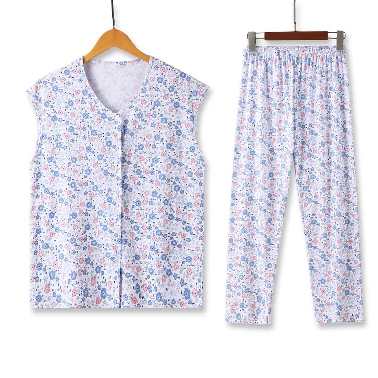 老年人无袖开衫女上衣老人宽松棉妈妈家居服对襟加肥大码开襟薄款