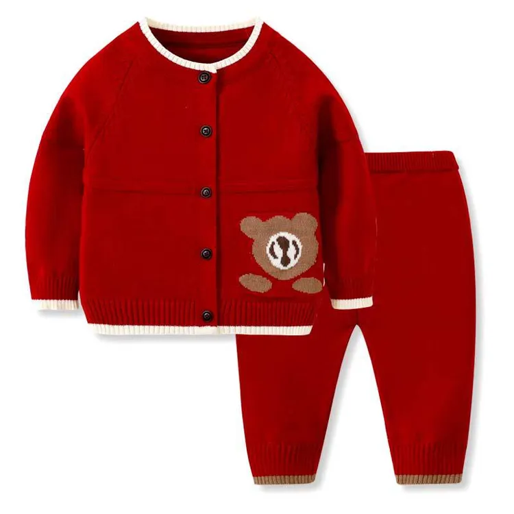 宝宝保暖分体套装外穿针织衫春秋款婴儿毛衣开衫秋冬保暖内搭童装