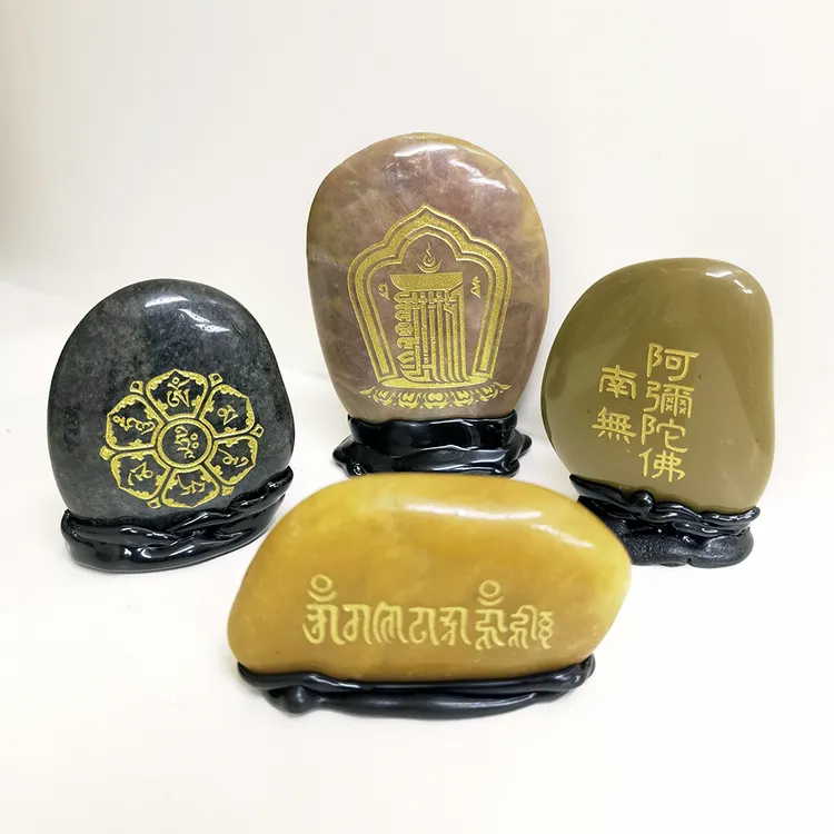 雨花鹅卵石艺术雕刻家庭摆挂件定制纪念景点创意礼品园艺点缀造景