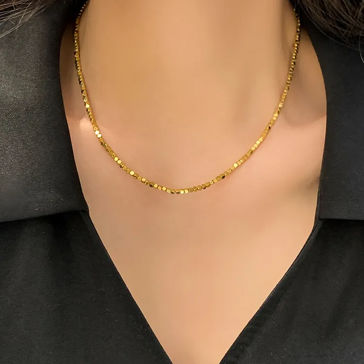 钛钢项链 闪闪小方糖项链女锁骨链颈链轻奢不掉色高级感百搭饰品