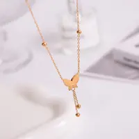 钛钢项链 流苏蝴蝶项链女高品质气质百搭锁骨链时尚设计不掉色