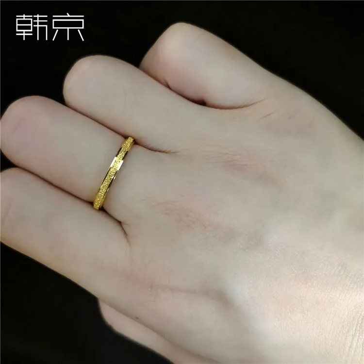 钛钢戒指 细闪磨砂素圈戒指女可水洗不褪色ins冷淡风小众轻奢指环