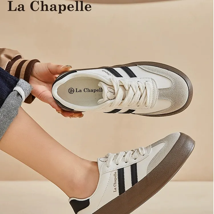 拉夏贝尔女鞋百搭板鞋子女冬季2025新品德训鞋增高运动厚底小白鞋