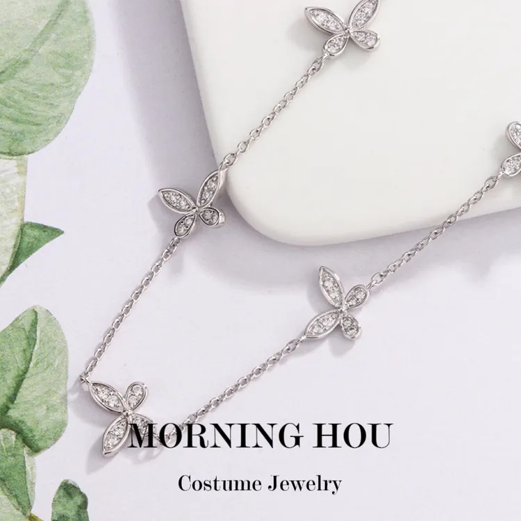 坠链均925银合成锆石 MORNING HOU 舞蝶 項链