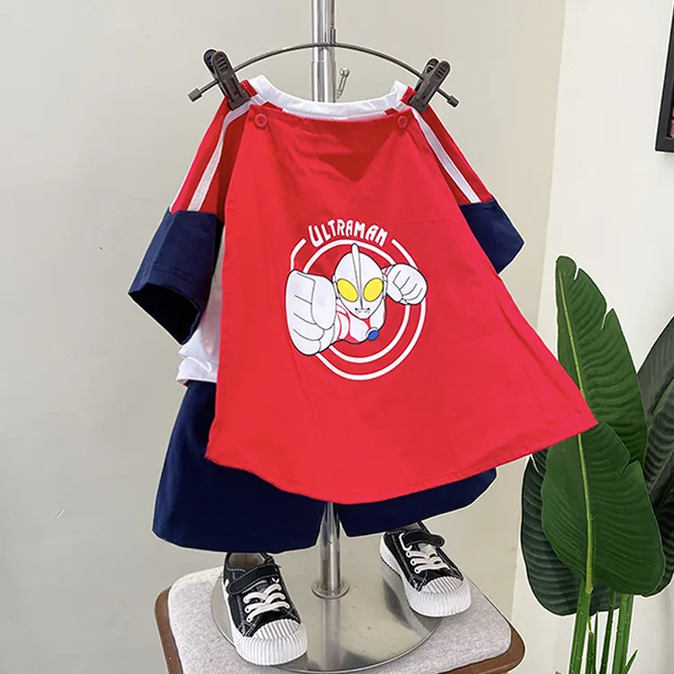 奥特曼洋气男童套装童装夏装儿童夏季短袖男孩小童针织个性夏天