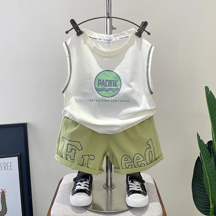 男童夏装套装2025新款儿童宽松无袖背心男宝宝夏季薄款针织两件套