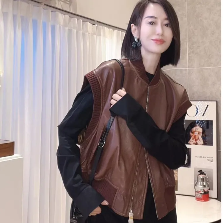 【擦色渐变工艺】A级头层植鞣绵羊皮女士马甲{时尚}{百搭}秋季新款