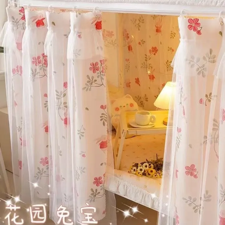 新品防窥遮挡帘少女透气床幔出租屋大学生宿舍遮光床帘下铺带纱