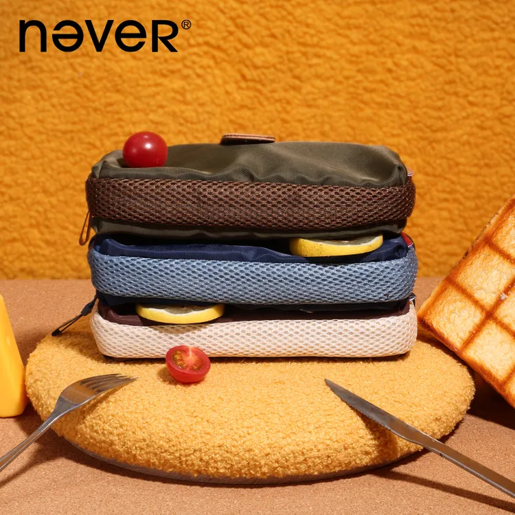 NEVER四明治笔袋大容量多功能隔层耐脏小众原创美式复古露营风