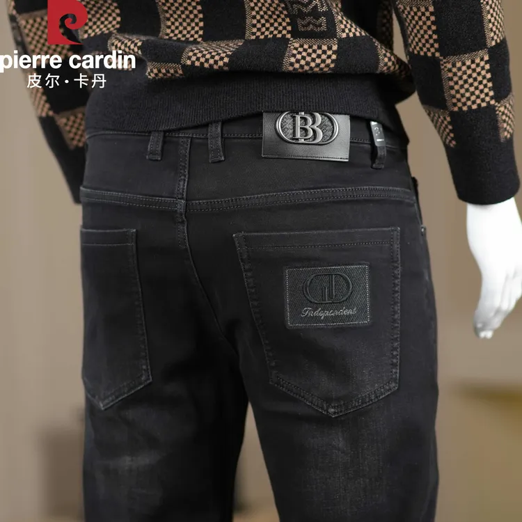 皮尔卡丹高端牛仔裤加厚正品高档复古休闲秋冬款百搭时尚裤子男