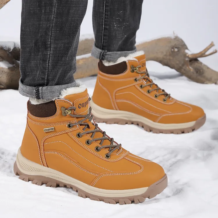 2024新款潮流大码男士雪地靴冬季加绒棉鞋户外登山鞋徒步鞋马丁靴