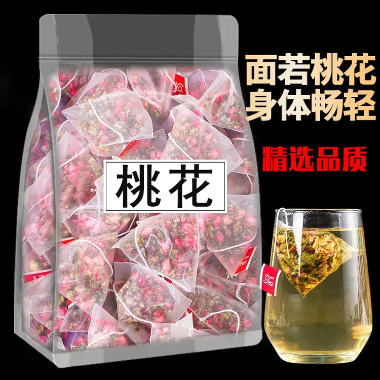 桃花茶新花特级干桃花泡水茶包花瓣正品花苞搭荷叶茶排花茶代用茶