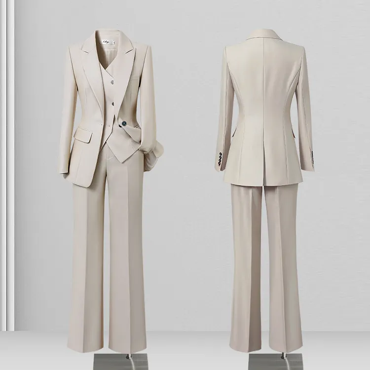 【西装套装】新款秋冬木白色高端上档次时尚女神范西服职业装工作服