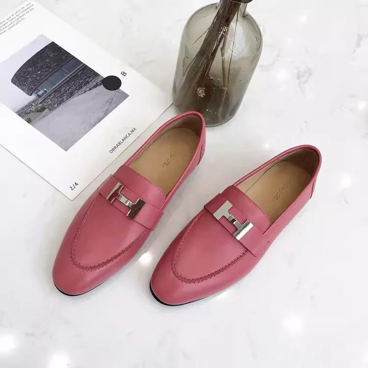 时尚百搭低跟真皮单鞋圆头乐福鞋女式皮鞋女款简约职场通勤皮鞋