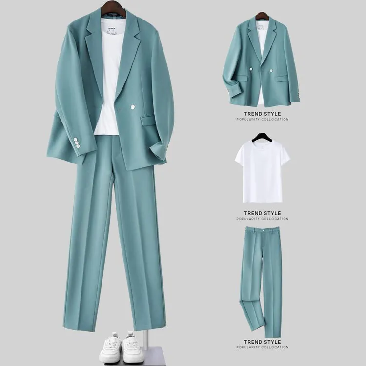 日系宽松休闲小西装男潮流炸街轻熟帅气三件套痞帅韩风西服东大门