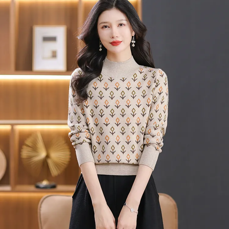 【加绒加厚】2024冬季新款时尚减龄显瘦妈妈装气质长袖洋气针织百搭